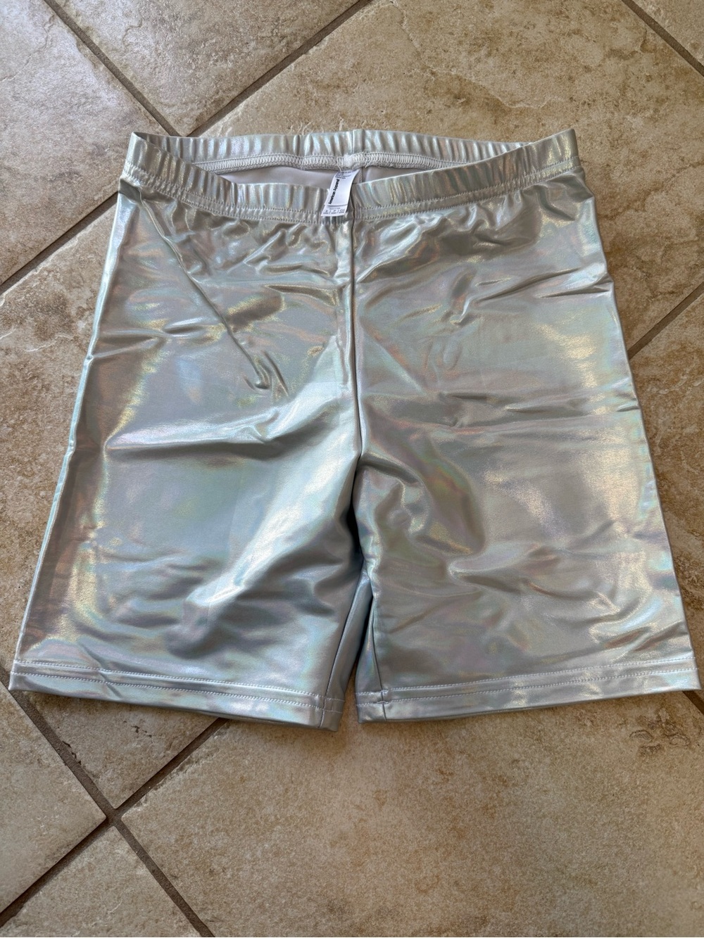 American Apparel Holographic Silver Bike Shorts